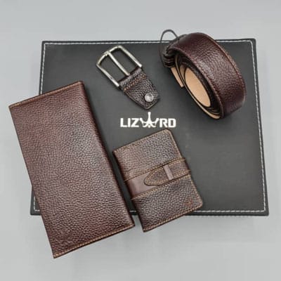 ست چرم طبیعی کیف و کمربند مدل SN-LTLZ-2203-2