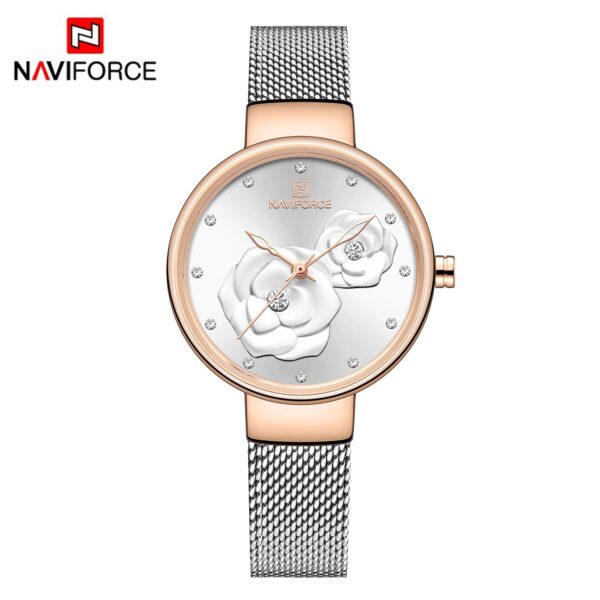 ساعت مچی زنانه ناوی فورس NAVIFORCE بند استیل 5013 RG/W/S
