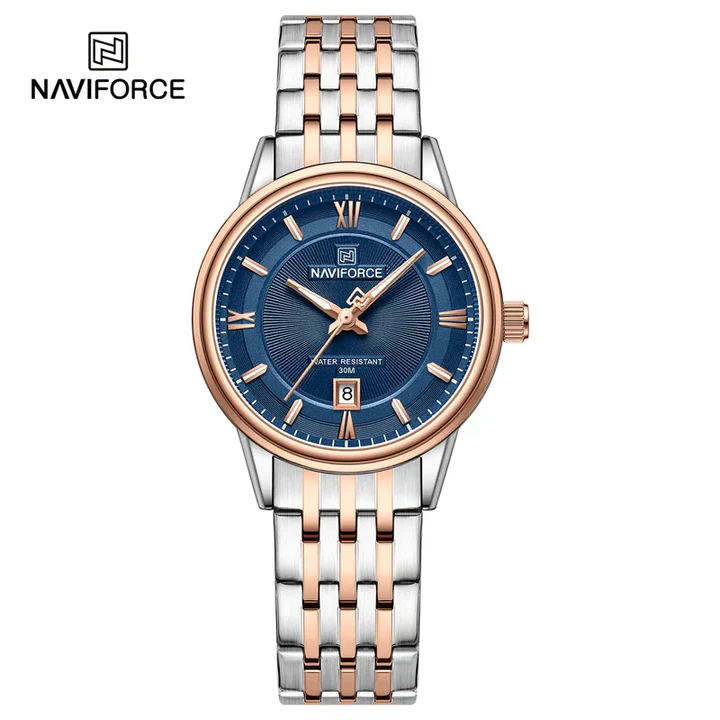 ست ساعت مچی ناوی فورس NAVIFORCE بند استیل 8040 Couple-S/RG/BE - Image 3