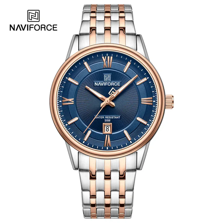 ست ساعت مچی ناوی فورس NAVIFORCE بند استیل 8040 Couple-S/RG/BE - Image 2