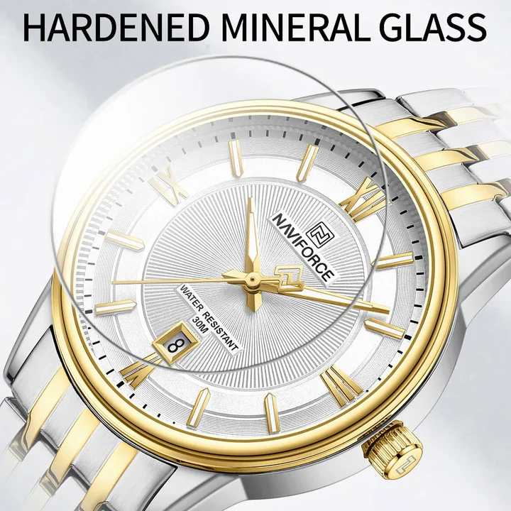 ست ساعت مچی ناوی فورس NAVIFORCE بند استیل 8040 Couple-S/RG/W - Image 3