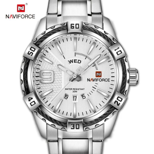 ساعت مچی مردانه ناوی فورس NAVIFORCE بند استیل 9117 S/W