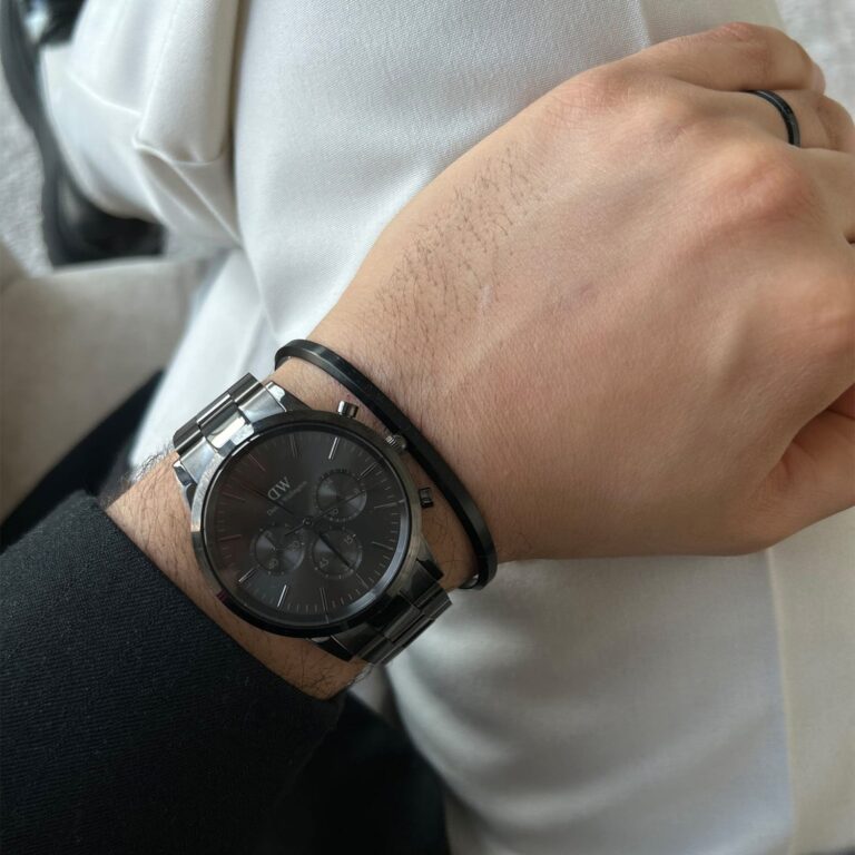 ساعت مچی مردانه دنیل ولینگتون مدل Iconic Chronograph Link Onyx Black