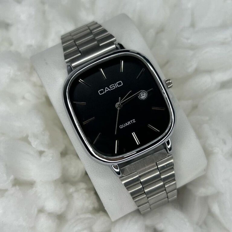 ساعت مچی کاسیو کلاسیک نقره ای صفحه مشکی Casio Old Money تاریخ دار