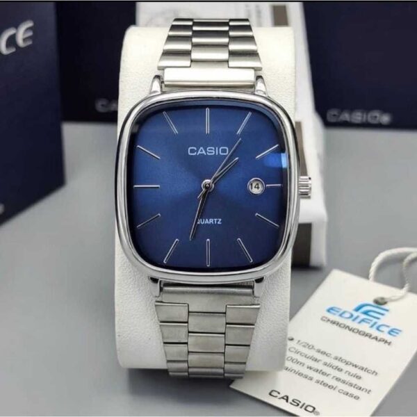 ساعت مچی کاسیو کلاسیک نقره ای صفحه سرمه ای Casio Old Money تاریخ دار