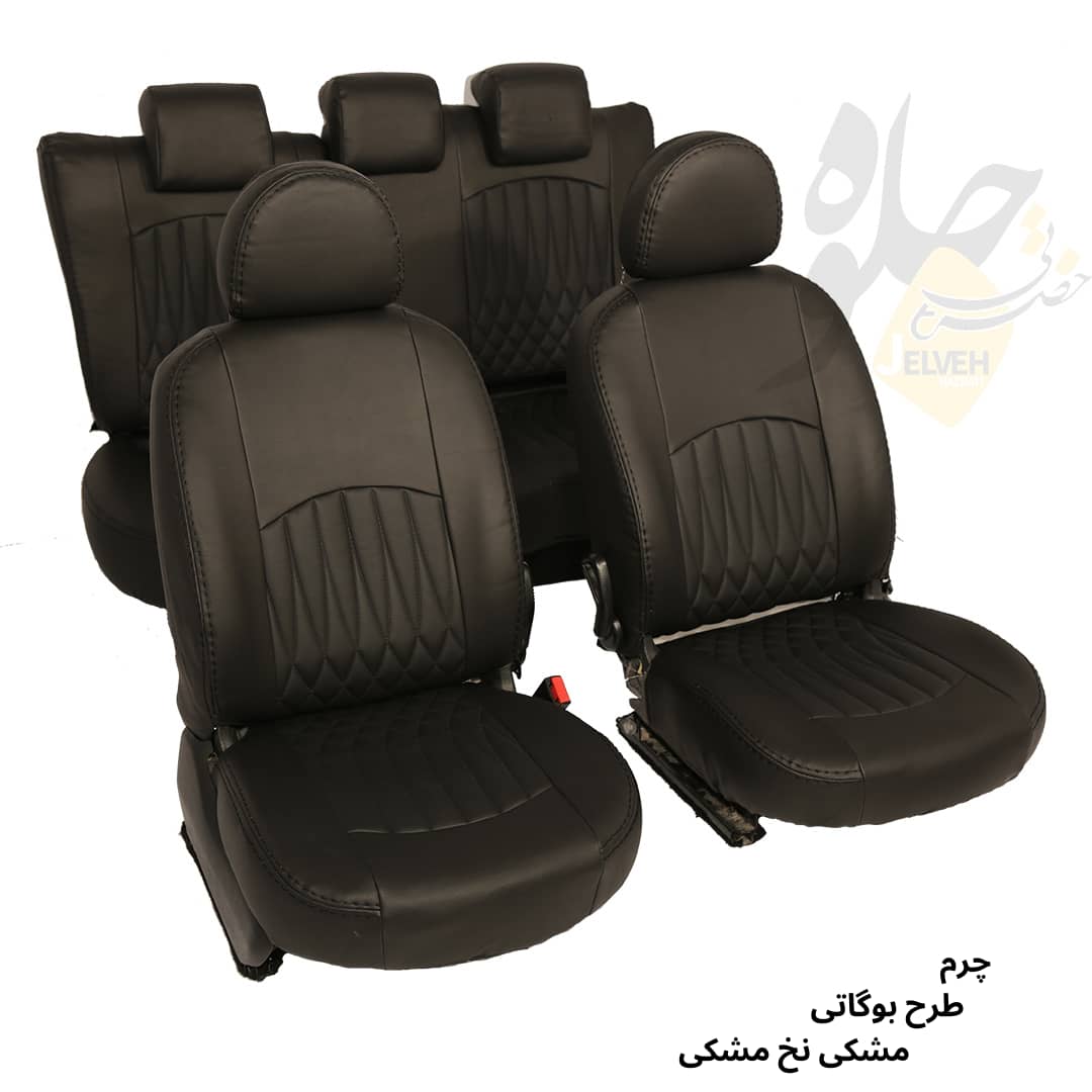روکش صندلی پریمیوم دنا چرم مشکی مدل بوگاتی برند جلوه
