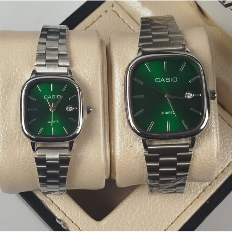 ست ساعت مچی کاسیو Casio Old Money تاریخ دار سیلور سبز