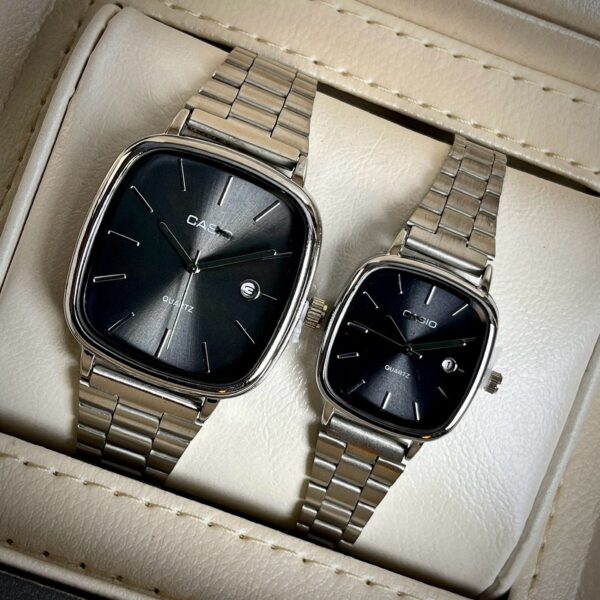 ست ساعت مچی کاسیو Casio Old Money تاریخ دار سیلور مشکی