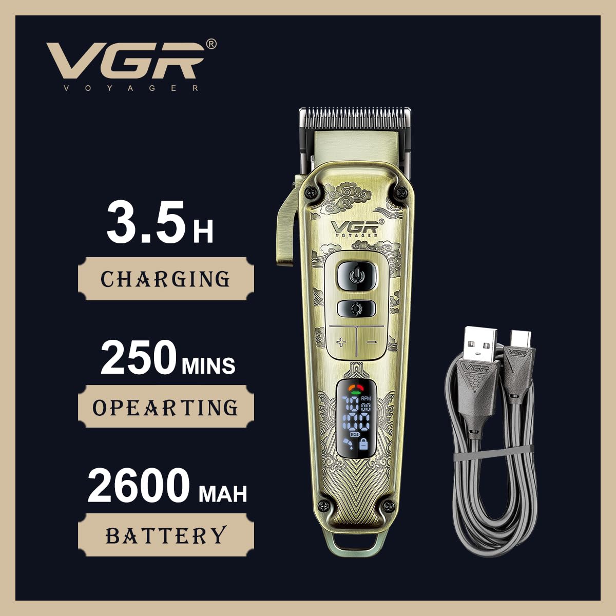 ماشین اصلاح موی سر و صورت وی جی ار VGR مدل V-005 - Image 4