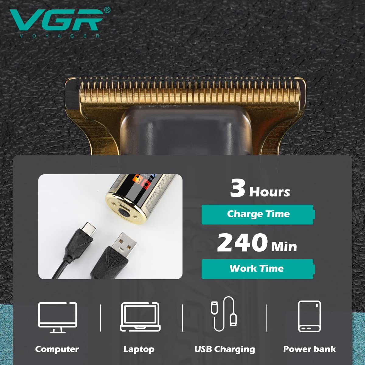 ماشین اصلاح موی سر و صورت وی جی ار VGR مدل V-073 - Image 4
