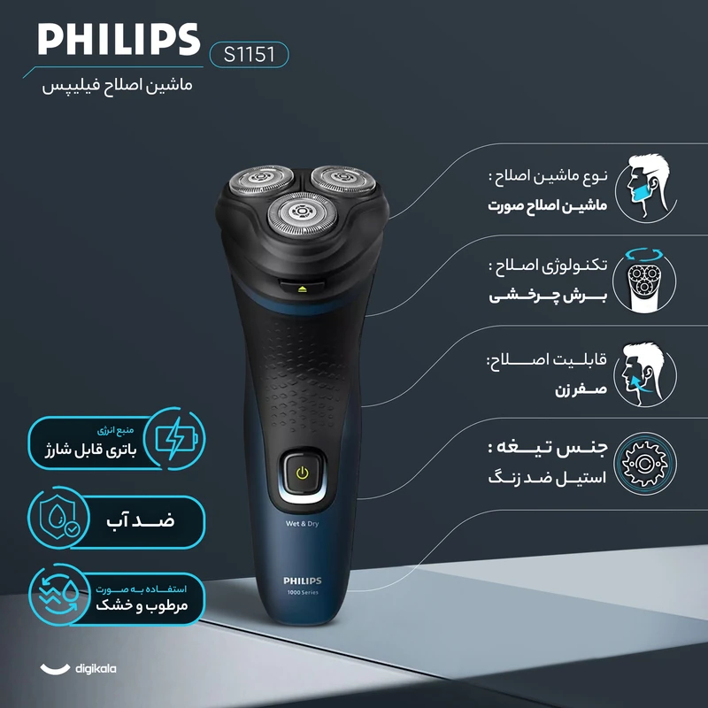 ماشین اصلاح موی صورت فیلیپس مدل S1151 - Image 2
