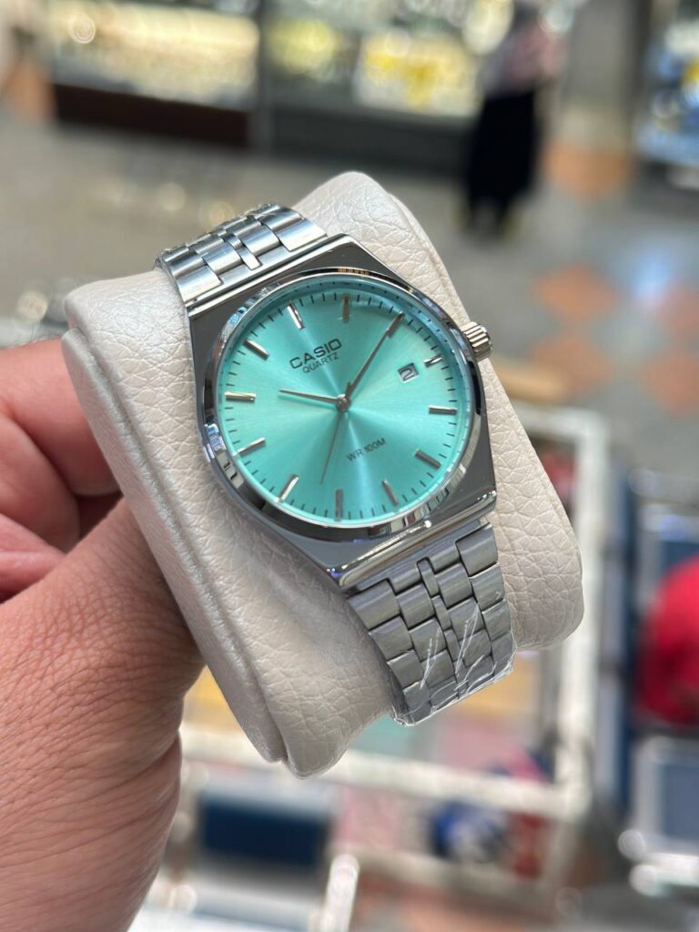 ساعت مچی کاسیو گرد سیلور صفحه تیفانی Casio تاریخ دار