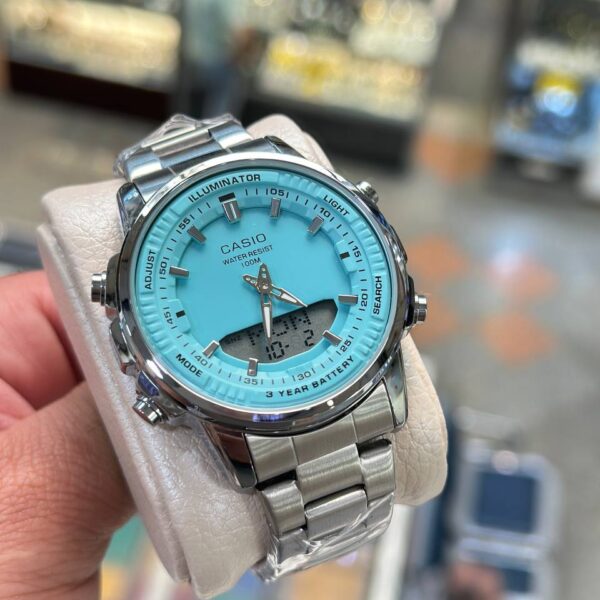 ساعت مچی مردانه کاسیو  AMW – 880 دو زمانه سیلور تیفانی