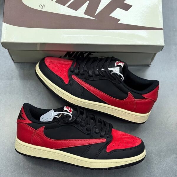 کفش کتونی زنانه و مردانه نایک ایر جردن 1 Travis Scott Black Red