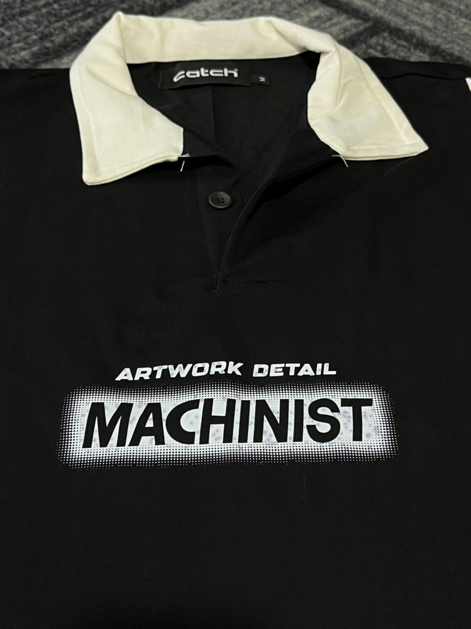 تیشرت مردانه یقه دار دکمه دار مشکی Machinist - تصویر 2
