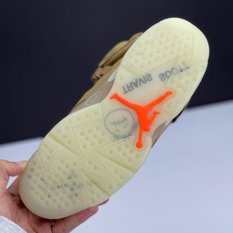 کفش کتونی مردانه ایر جردن ۶ تراویس اسکات بریتیش خاکی Nike Air Jordan 6 Travis Scott British Khaki - تصویر 3