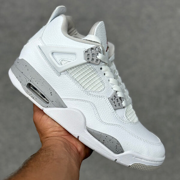 کفش کتونی زنانه و مردانه ایر جردن4 رترو سفید طوسی Air Jordan 4 Retro