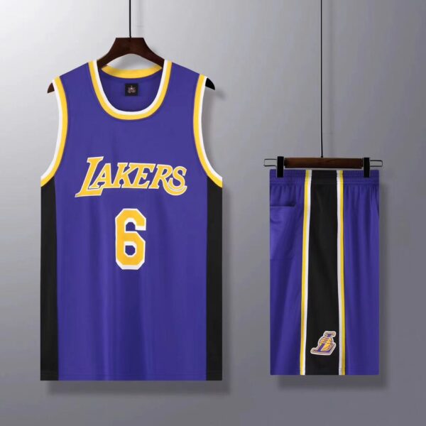 ست تاپ و شلوارک بسکتبالی وارداتی مدل Los Angeles Lakers (چین) (MK)