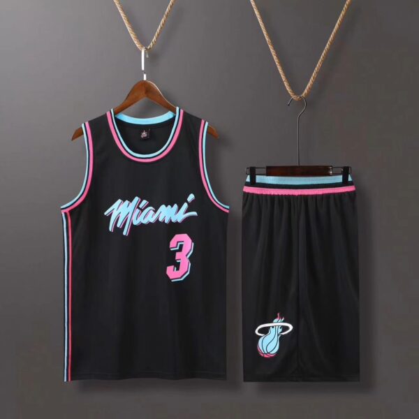 ست تاپ و شلوارک بسکتبالی وارداتی مدل Miami Heat مشکی (چین) (MK)