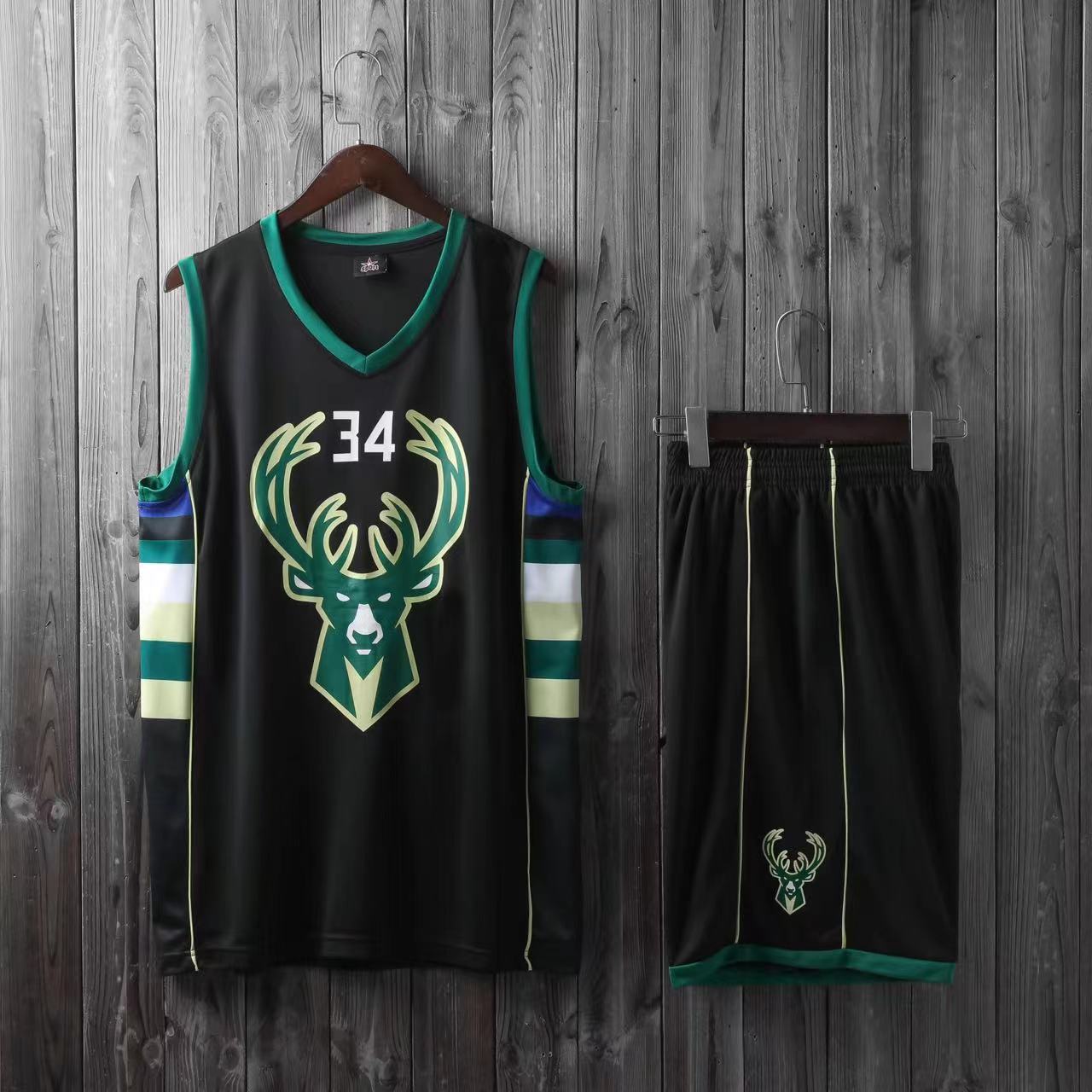 ست تاپ و شلوارک بسکتبالی وارداتی مدل Milwaukee Bucks (چین) (MK)