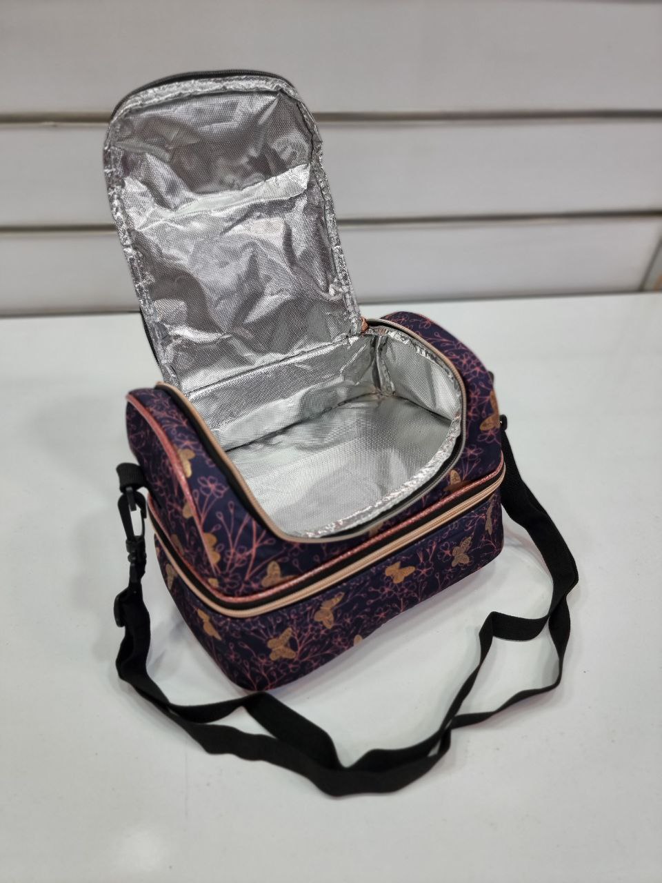 لانچ باکس طرح پروانه سورمه ای _ مسی وارداتی - Image 4