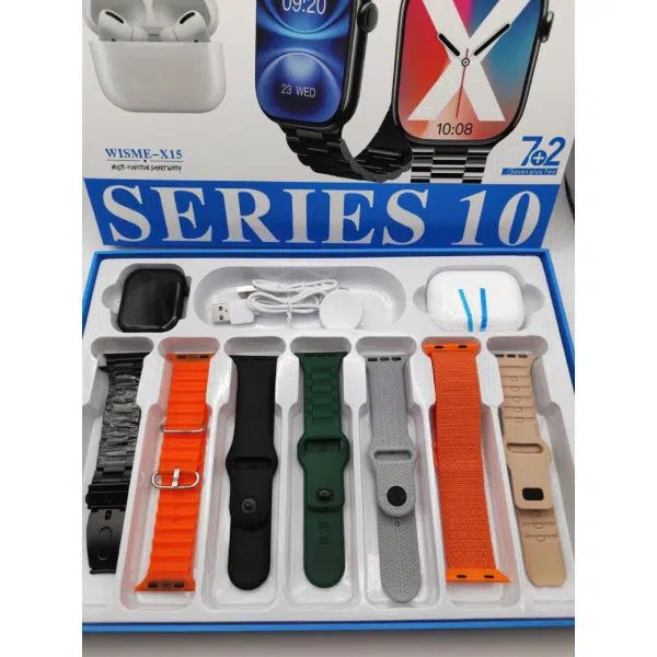 ساعت هوشمند 45میلیمتر ویسمی مدل wisme-x15 با بند سیلیکونی به همراه هدفون (MK)