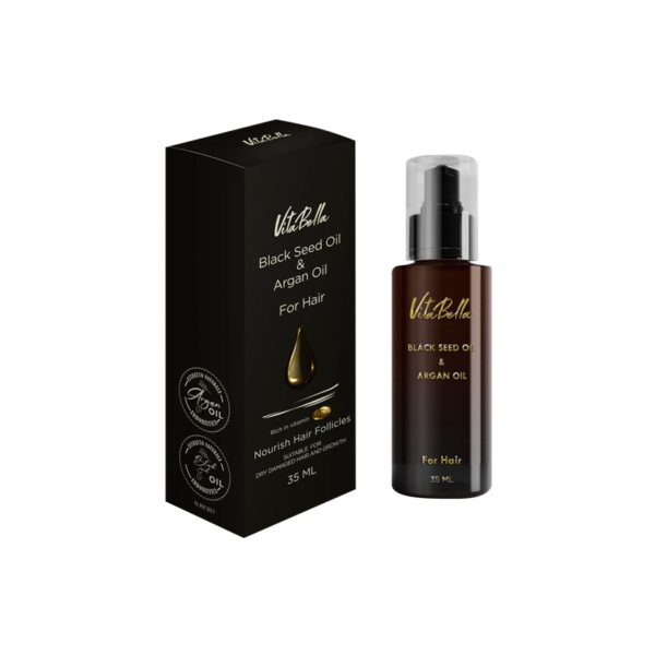 روغن مو سیاه دانه و آرگان ویتابلا مدل MV حجم 35 میلی‌لیتر