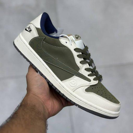 کفش کتونی مردانه نایک ایر جردن 1 Nike Air Jordan 1 Low Supreme Gucci Dark Green Cream