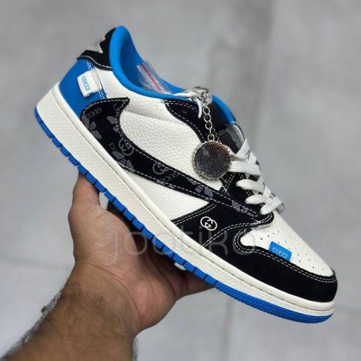 کفش کتونی مردانه نایک ایر جردن 1 Nike Air Jordan 1 Low Gucci white black blue