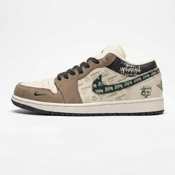 کفش کتونی زنانه ایر جردن استاسی موکا Air Jordan 1 Low x Stussy Mocha