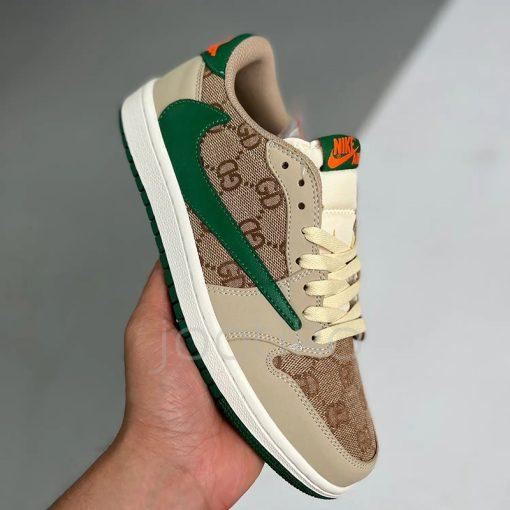 کفش کتونی مردانه نایک ایر جردن 1 تراویس اسکات گوچی Air Jordan1 Low X Travis Scott Gucci