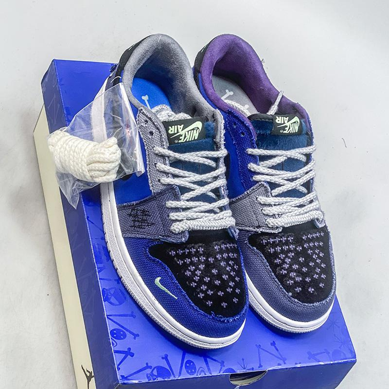 کفش کتونی زنانه و مردانه نایک ایر جردن 1 وودو Zion Williamson x Air Jordan 1 Low Voodoo Blue - Image 3