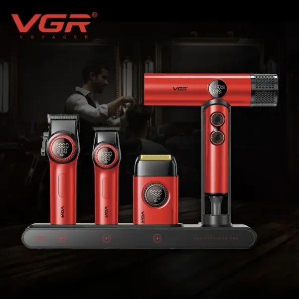 ست 4عددی سشوار،شیور و ماشین اصلاح وی جی آر مدل Stepless pro (AR) - تصویر 2