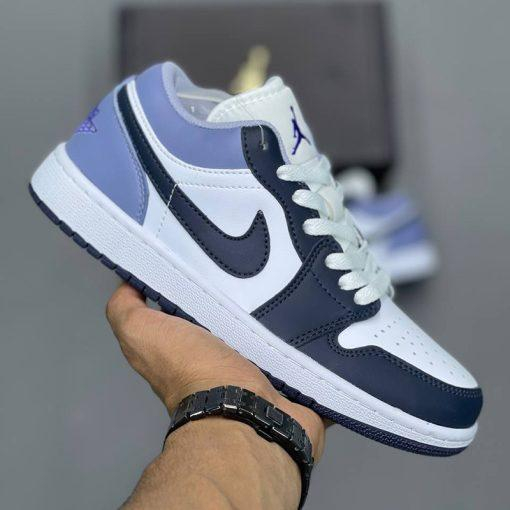 کفش کتونی زنانه و مردانه نایک جردن 1 لو ایندیگو Jordan 1 Low White Indigo Haze