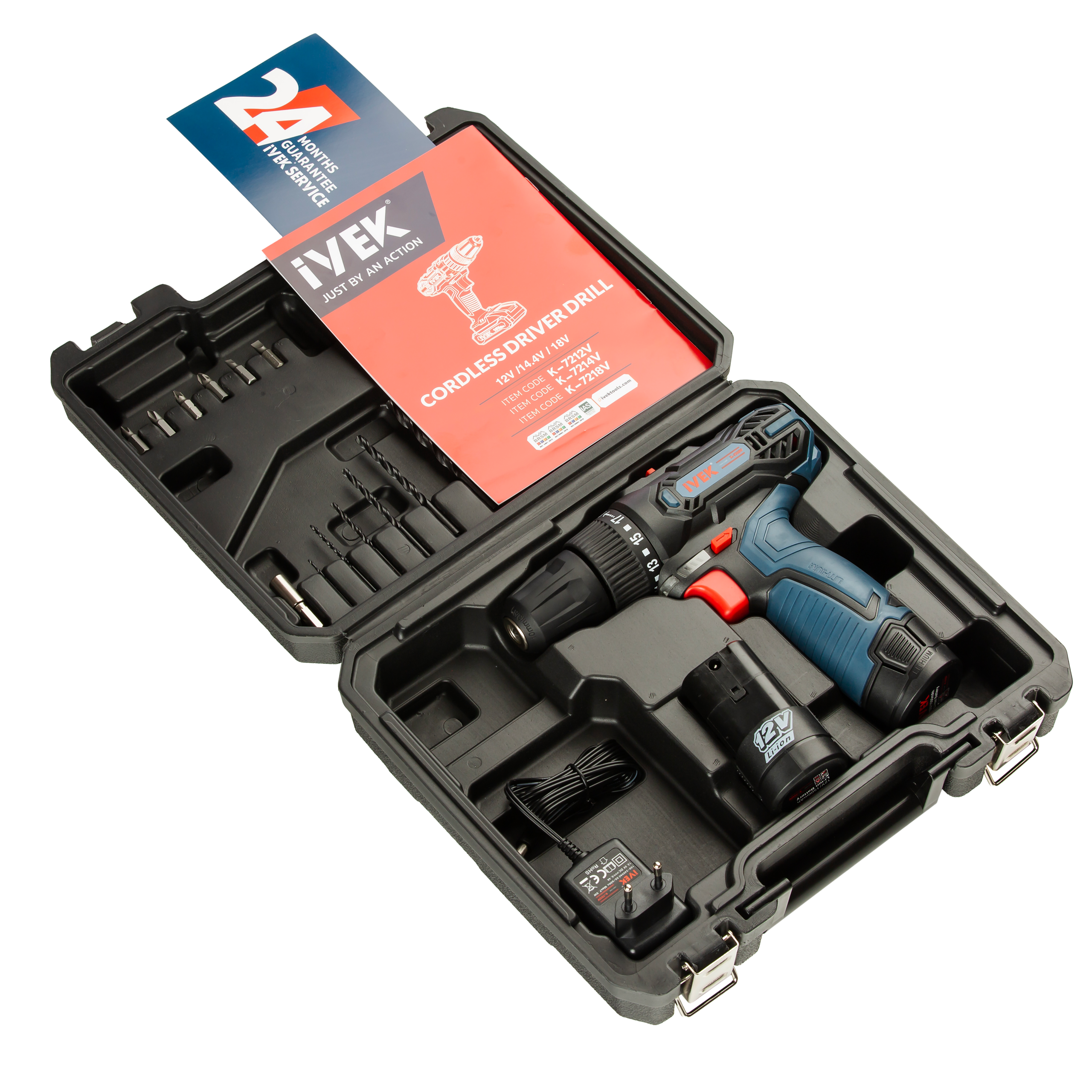 دریل شارژی ۱۲ ولت لیتیومی K-7212V ایوک (AR) - Image 7
