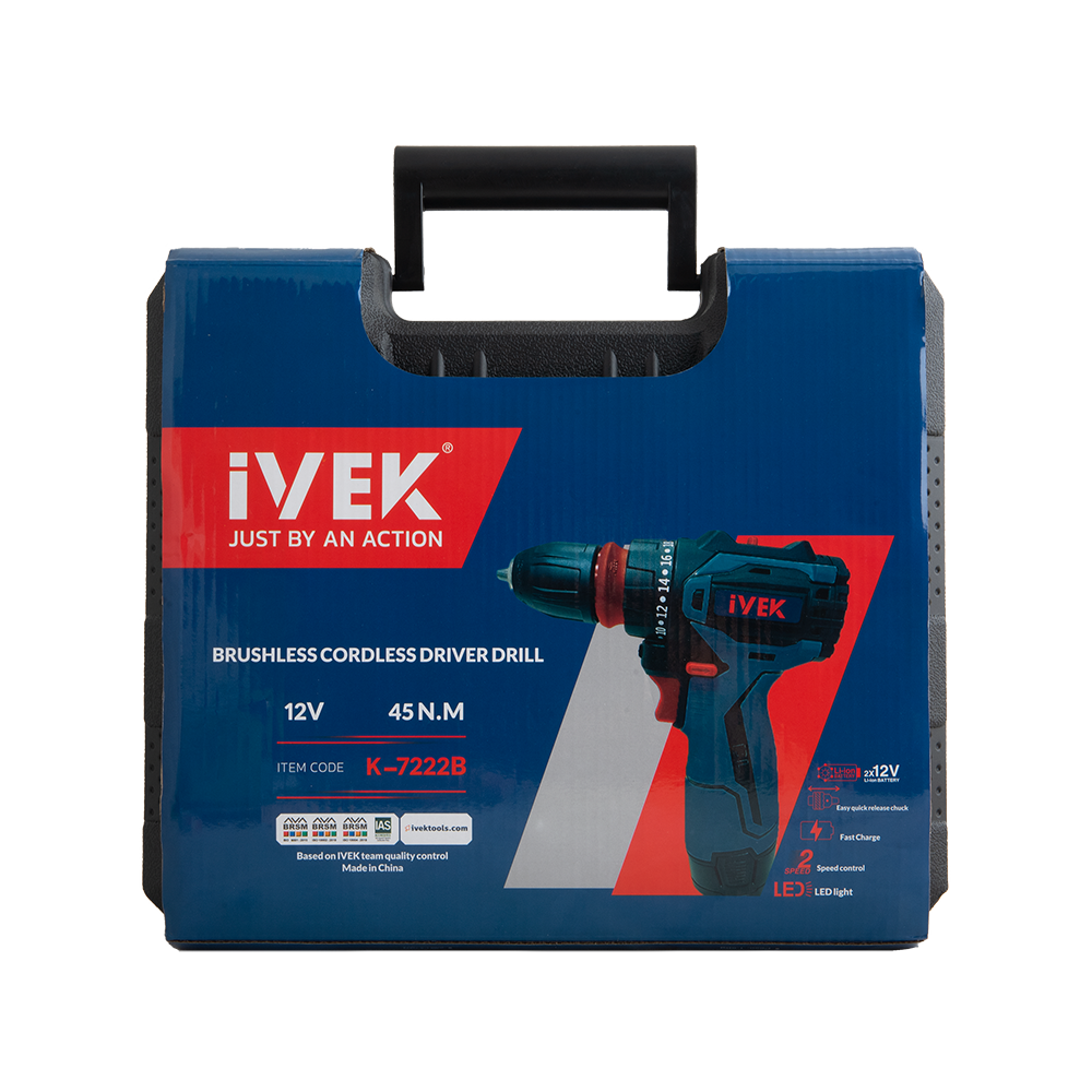 دریل شارژی براشلس ۱۲ ولت(دوکاره) K-7222B ایوک (AR) - Image 16