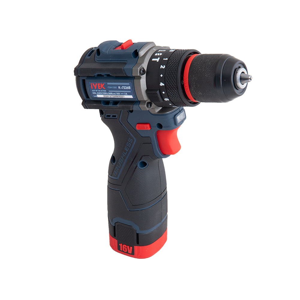 دریل شارژی چکشی براشلس ۱۶ ولت K-7226B ایوک (AR) - Image 2