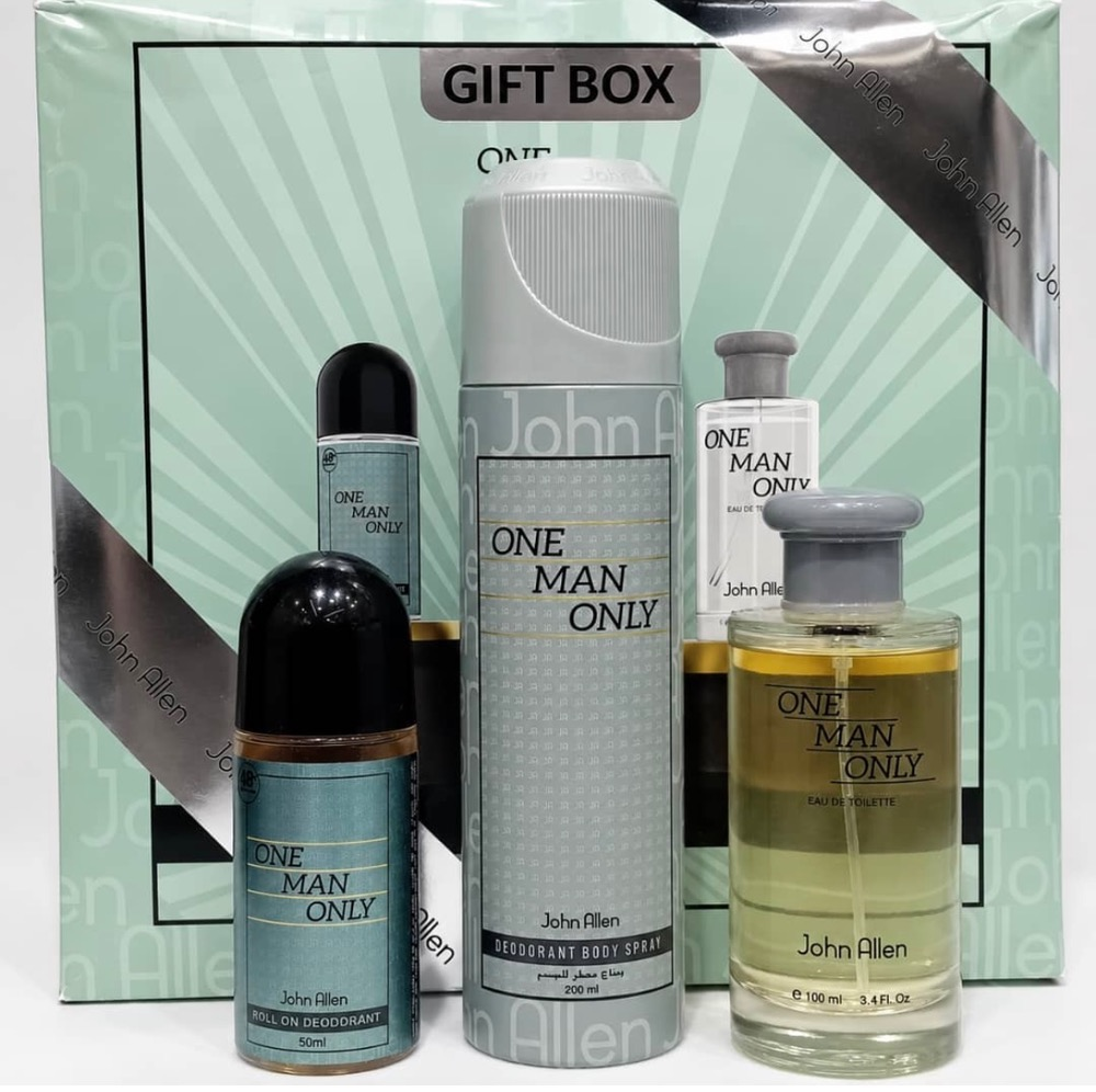 ست هدیه ادکلن مردانه جان آلن مدل «One Man Only» (شامل عطر، دئودورانت رولی و ادو تویلت)(MK)