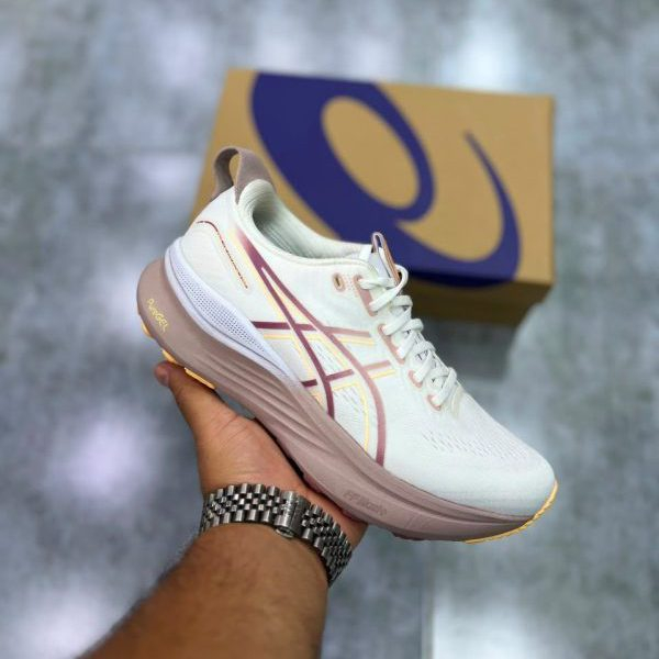 کفش کتونی زنانه اسیکس ژل کایانو 32 زنانه سفید کرم ASICS GEL-KAYANO 32