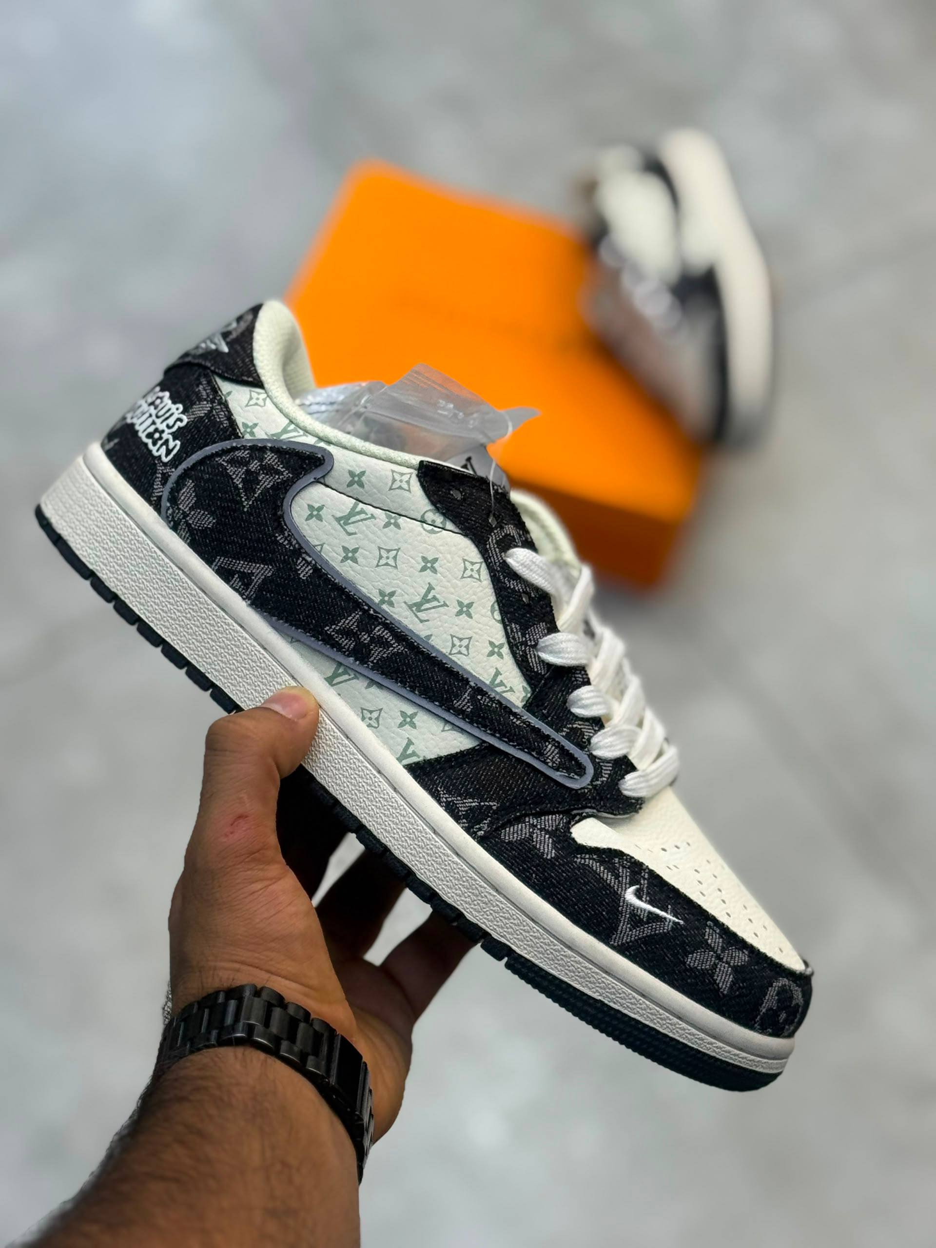 کفش کتونی مردانه نایک ایر جردن 1 Nike Air Jordan 1 Low Travis Scott x Black LV
