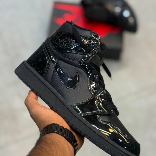 کفش کتونی مردانه نایک جردن 1 Nike Air Jordan 1 Mid Retro Triple Black Patent