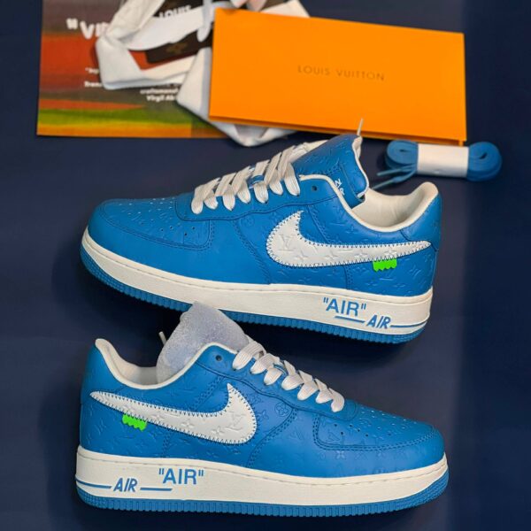 کفش کتونی زنانه و مردانه نایک ایر فورس وان (کیفیت مستر) Louis Vuitton x Nike Air Force 1 Blue