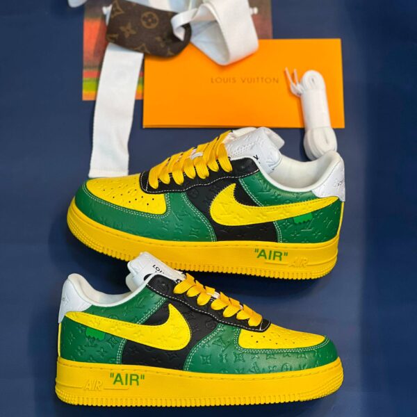 کفش کتونی زنانه و مردانه نایک ایر فورس وان (کیفیت مستر) Louis Vuitton x Nike Air Force 1 Yellow Green