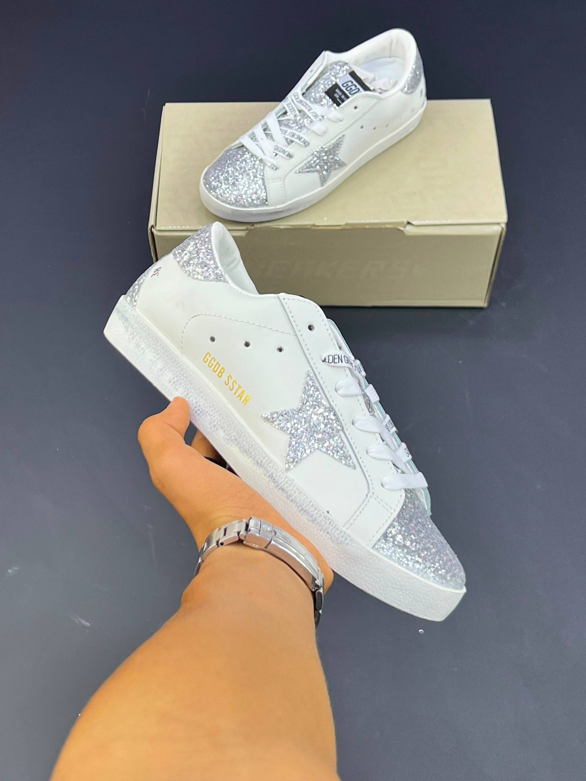 کفش کتونی زنانه گلدن گوس (کیفیت مستر) Golden Goose Superstar silver glitter