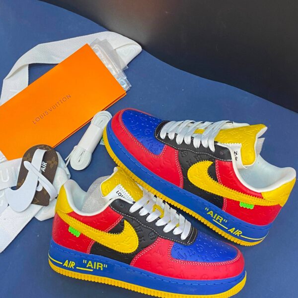 کفش کتونی زنانه و مردانه نایک ایر فورس وان (کیفیت مستر) Louis Vuitton x Nike Air Force 1 Red/Yellow