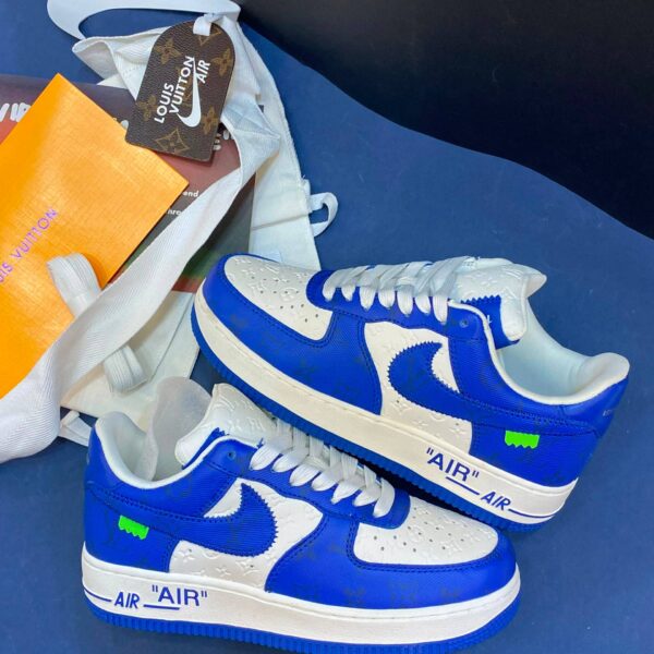 کفش کتونی زنانه و مردانه نایک ایر فورس وان (کیفیت مستر) Louis Vuitton x Nike Air Force 1 White Blue