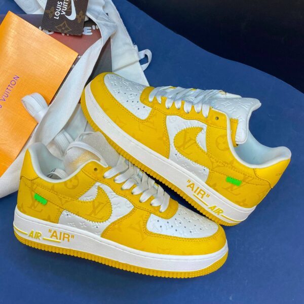 کفش کتونی زنانه و مردانه نایک ایر فورس وان (کیفیت مستر) Louis Vuitton x Nike Air Force 1 Yellow White