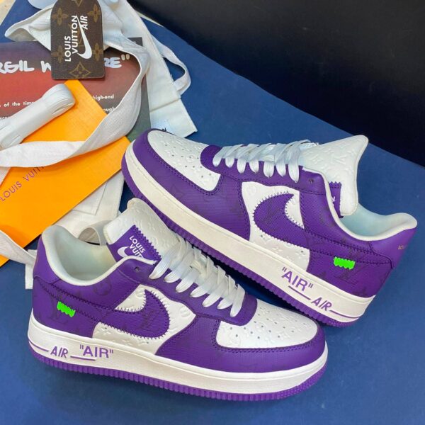 کفش کتونی زنانه و مردانه نایک ایر فورس وان (کیفیت مستر) Louis Vuitton x Nike Air Force 1 Purple White