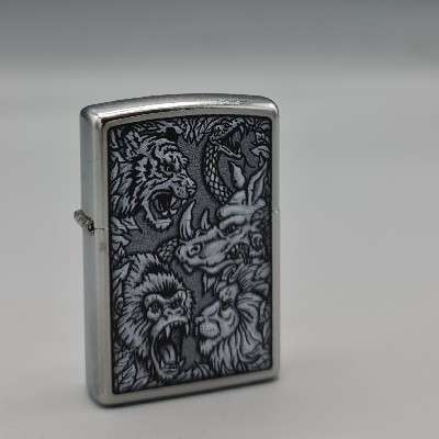 فندک زیپو اصل 207 نقره‌ای طرح جنگل 48567 JUNGLE DESIGN