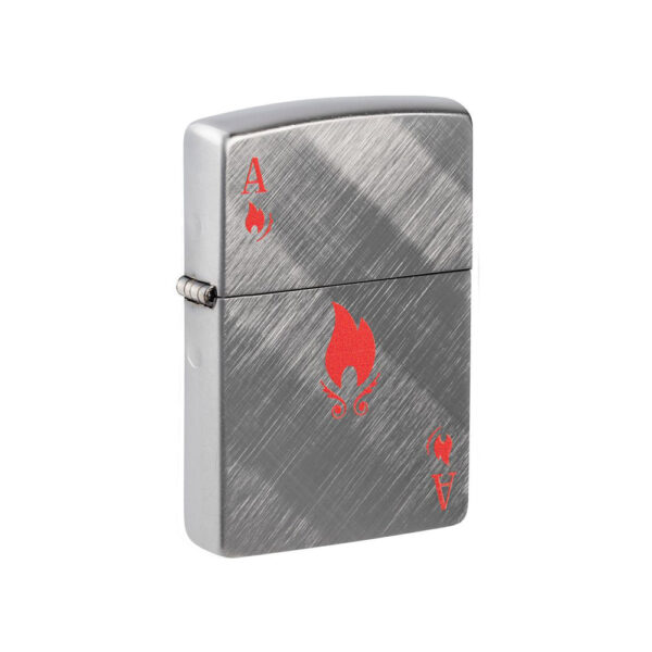 فندک زیپو اصل 48451 28182 ZIPPO طرح ACE نقره‌ای